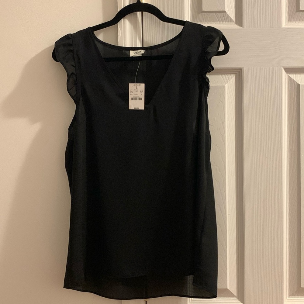 J. Crew Ruffle Neck Blouse V-Neck